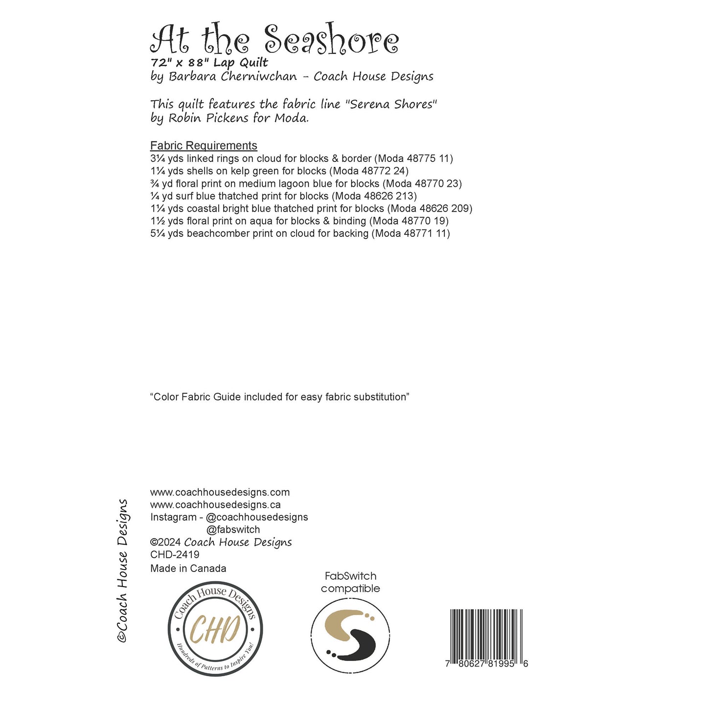 At the Seashore Quilt Pattern