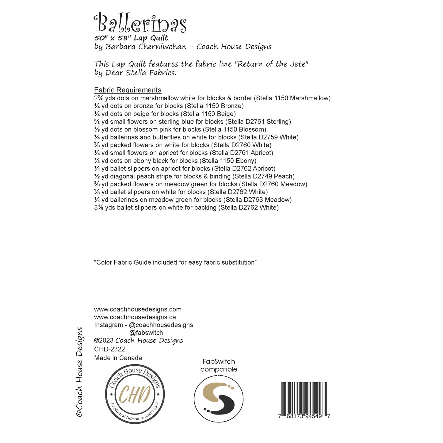 Ballerinas Downloadable PDF Quilt Pattern