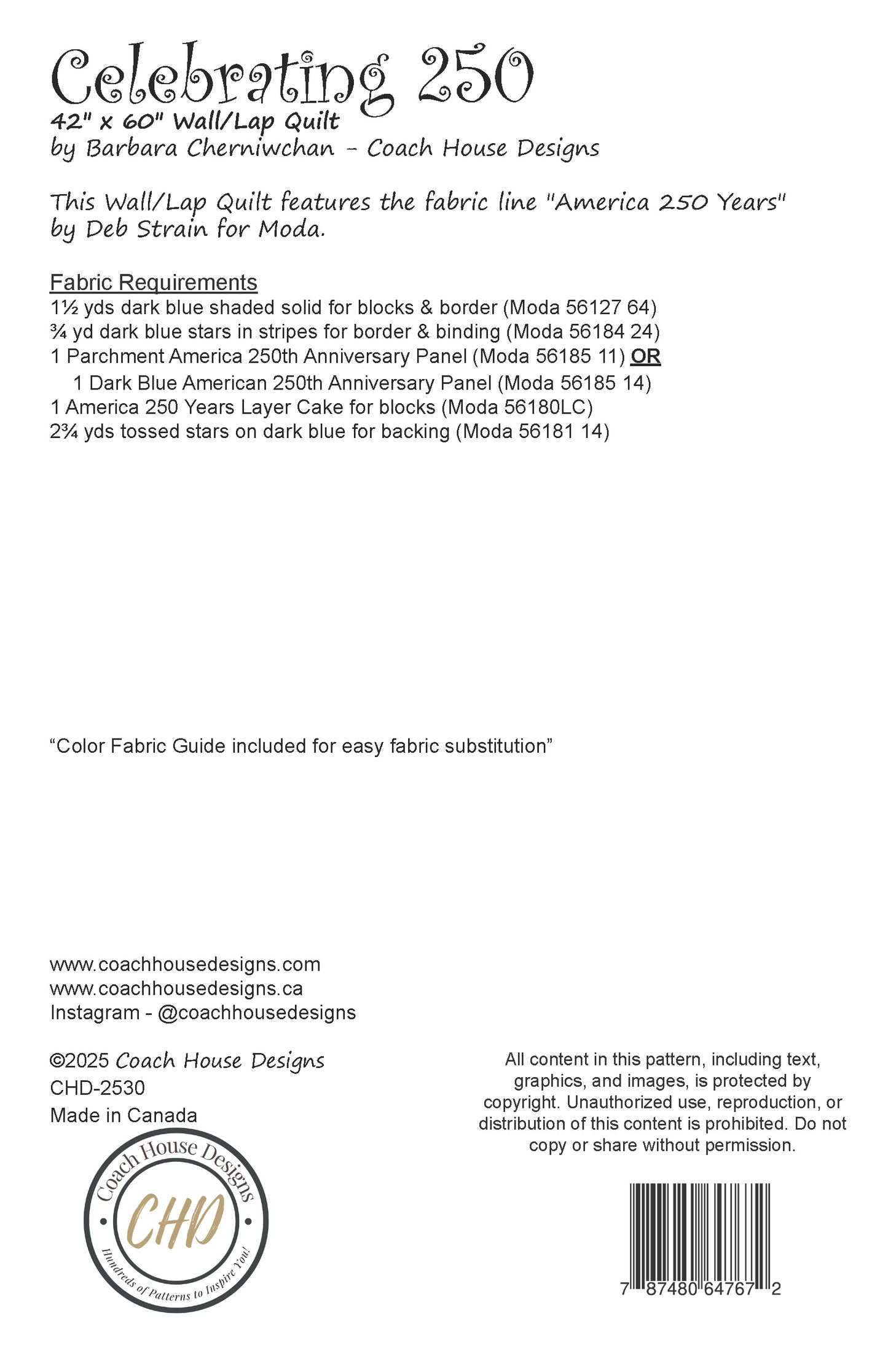 Celebrating 250 Downloadable PDF Quilt Pattern