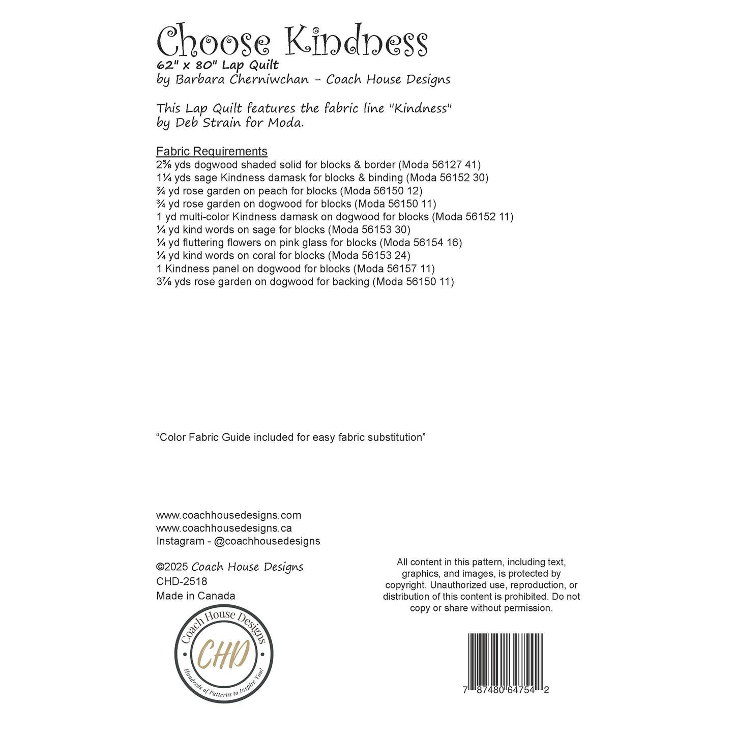 Choose Kindness Quilt Pattern