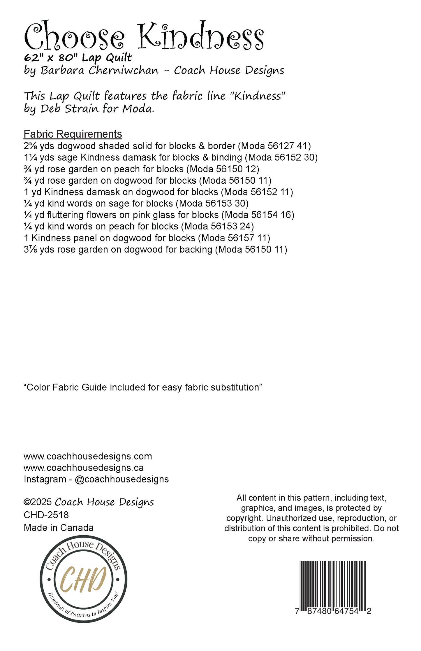 Choose Kindness Downloadable PDF Quilt Pattern (Pre-Order)