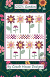 Bold floral design on a lap quilt with 'GiGi's Garden' text and Coach House Designs logo on a white background.