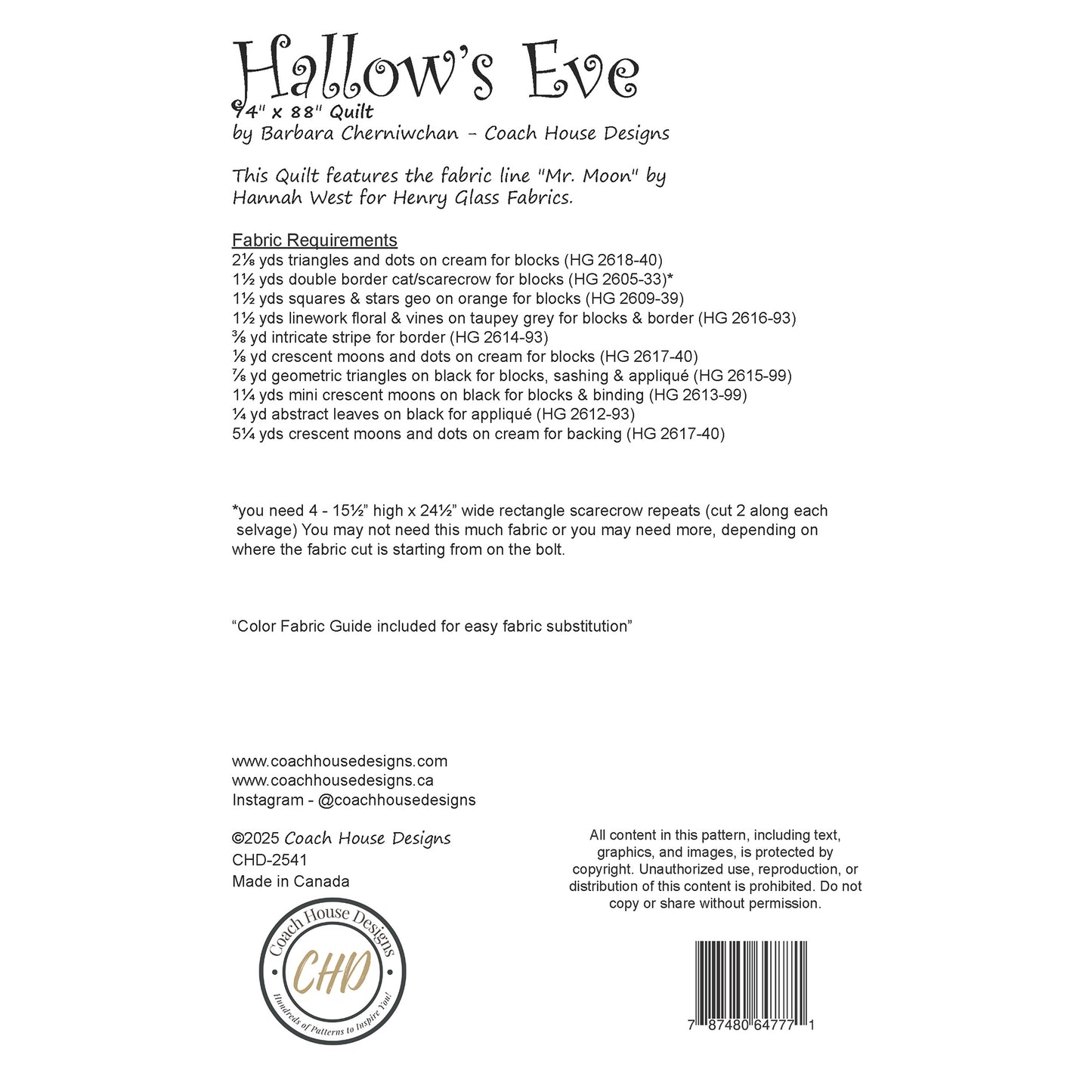 Hallow's Eve Downloadable PDF Quilt Pattern (Pre-Order)