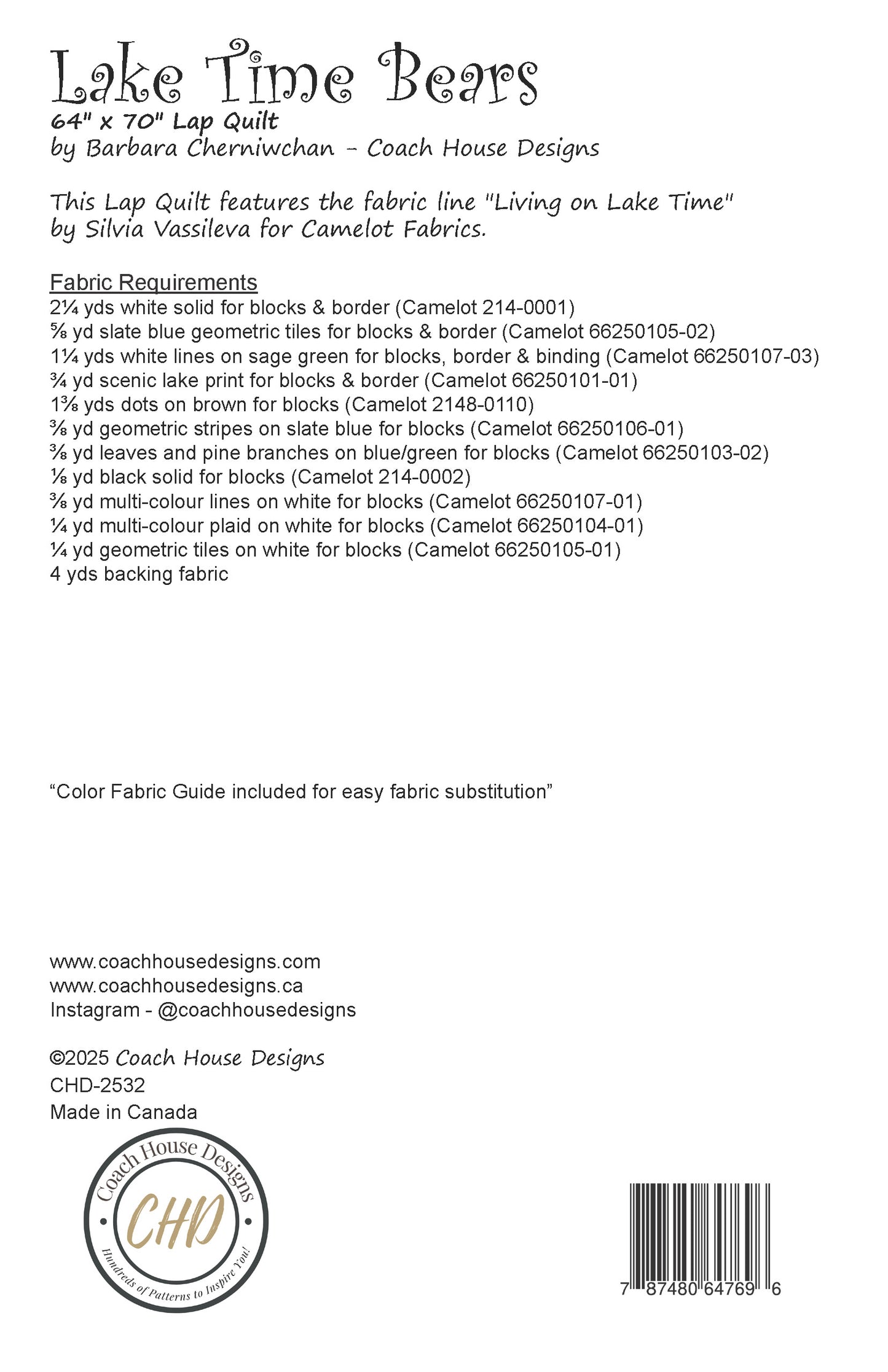 Lake Time Bears Downloadable PDF Quilt Pattern (Pre-Order)