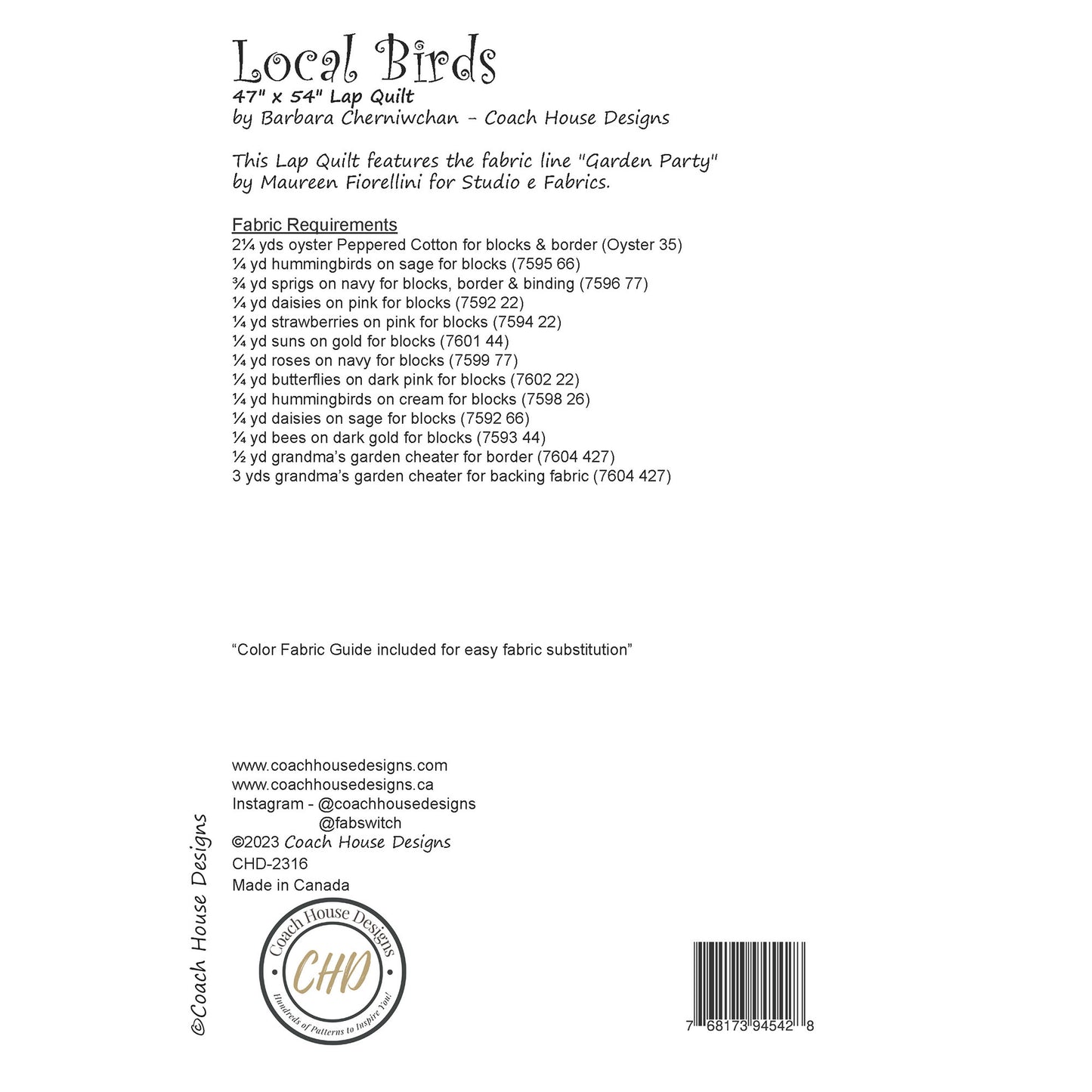 Local Birds Quilt Pattern