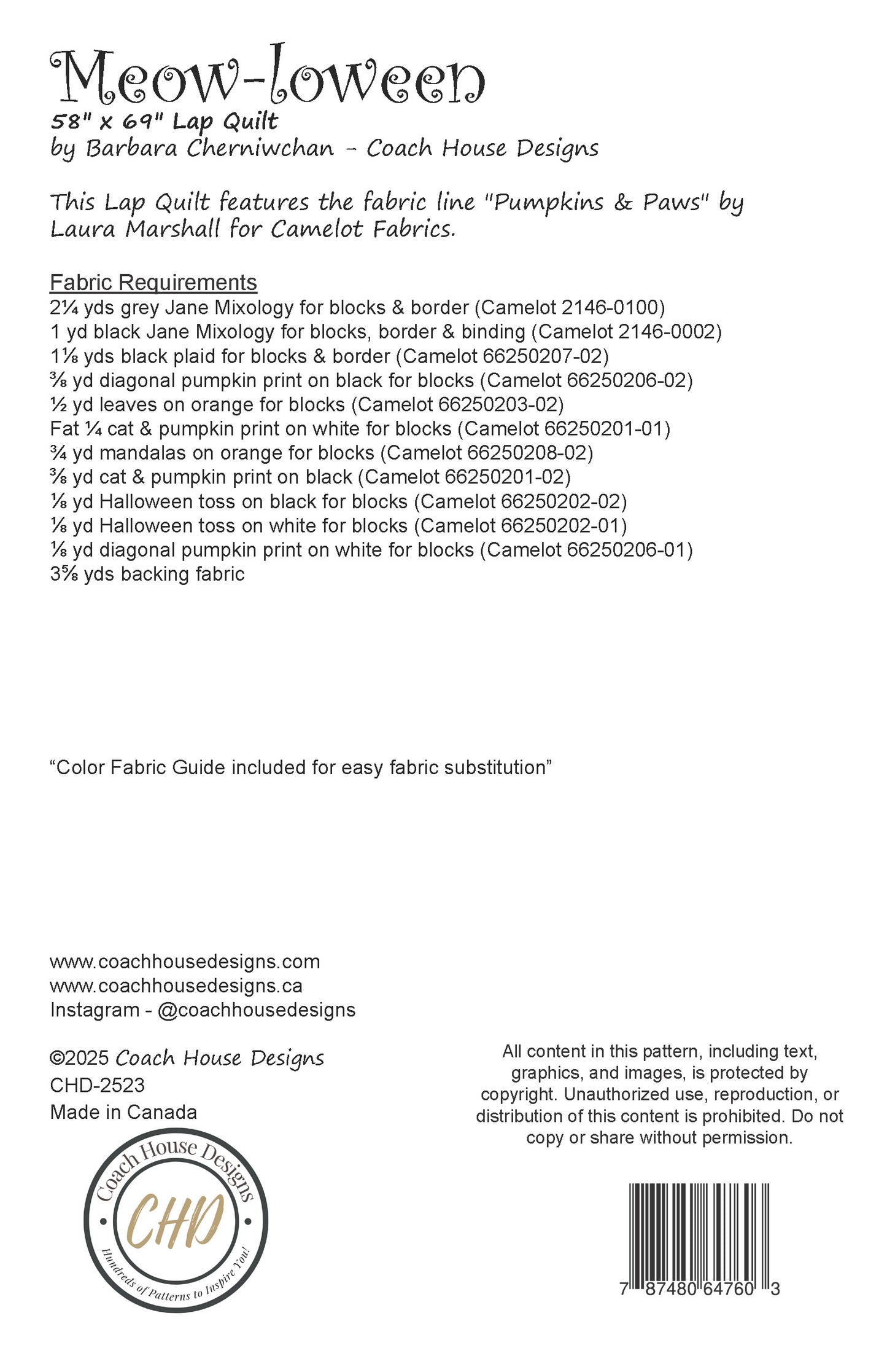 Meow-loween Downloadable PDF Quilt Pattern (Pre-Order)