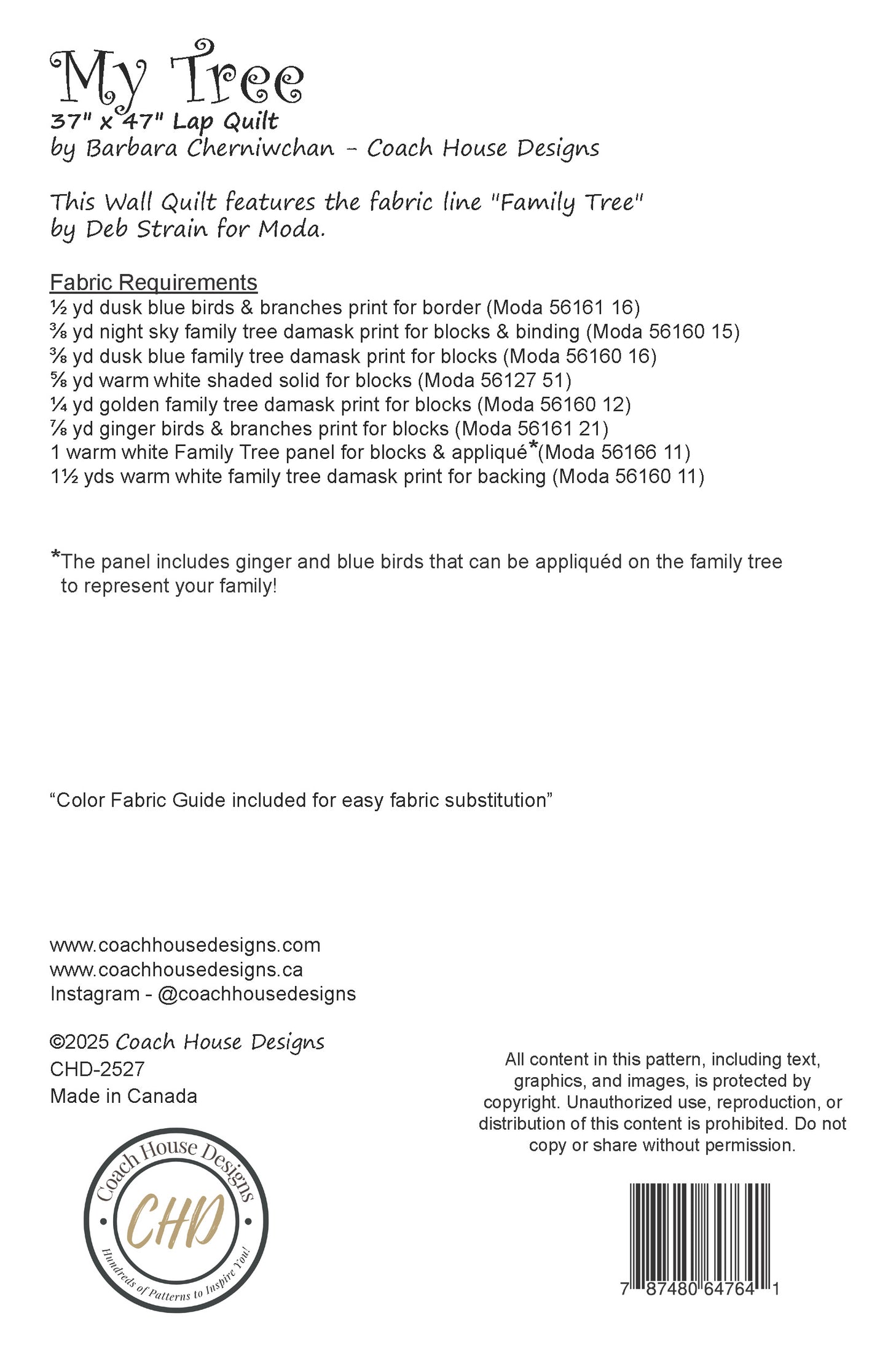 My Tree Downloadable PDF Quilt Pattern (Pre-Order)