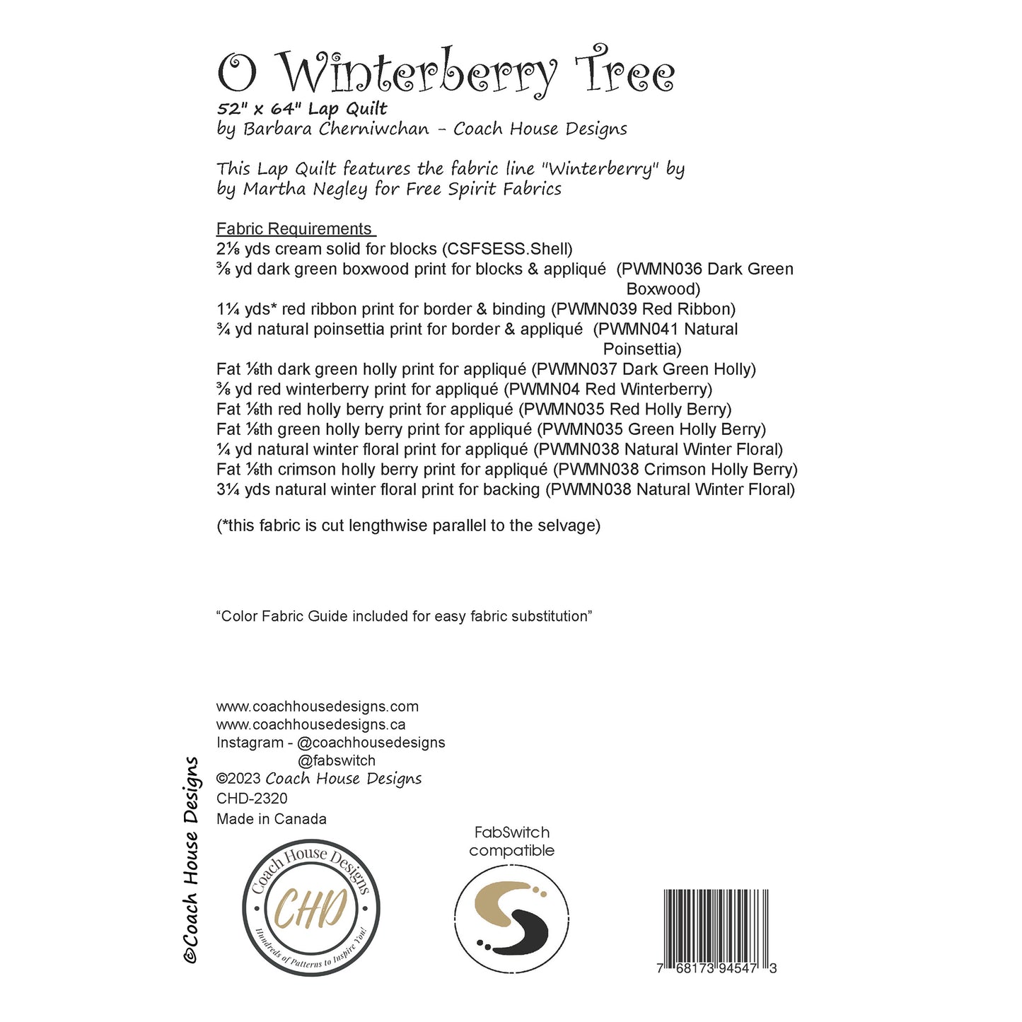 O Winterberry Tree Quilt Pattern