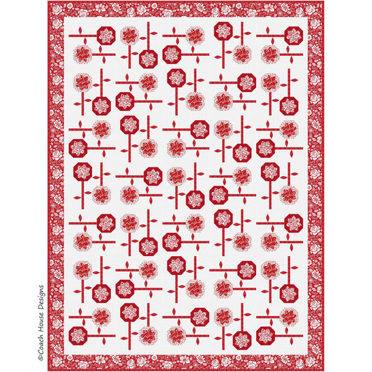 Redwork Flower Market Quilt Pattern
