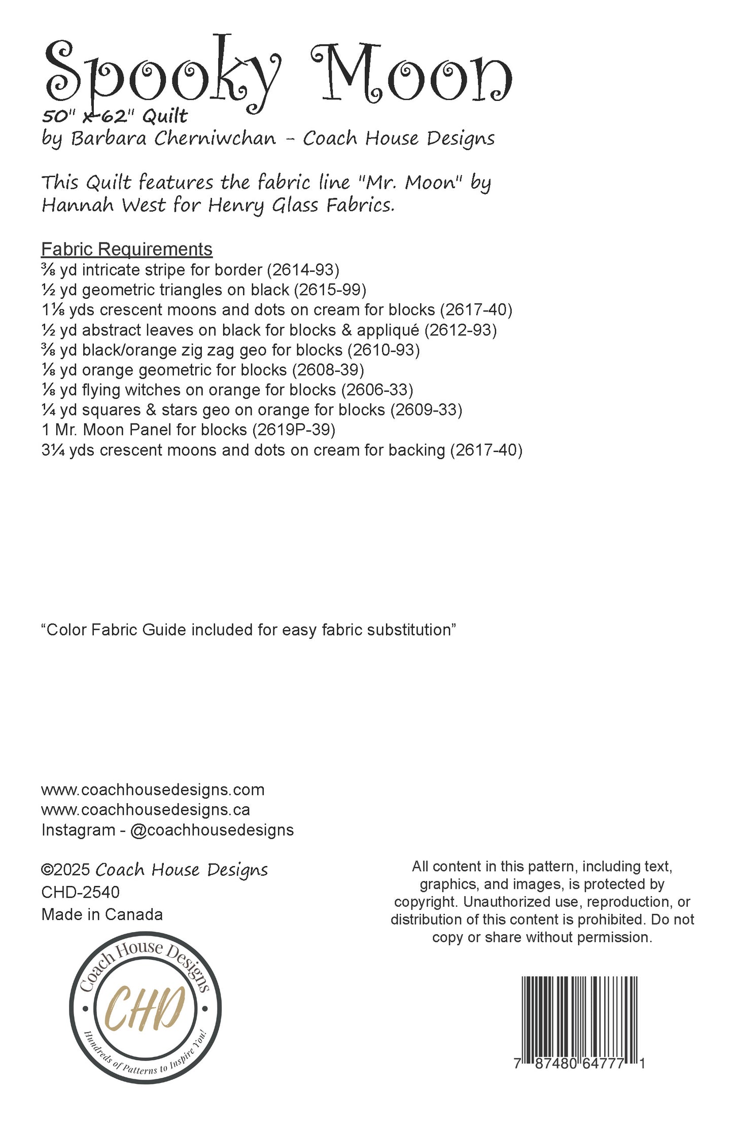 Spooky Moon Downloadable PDF Quilt Pattern (Pre-Order)