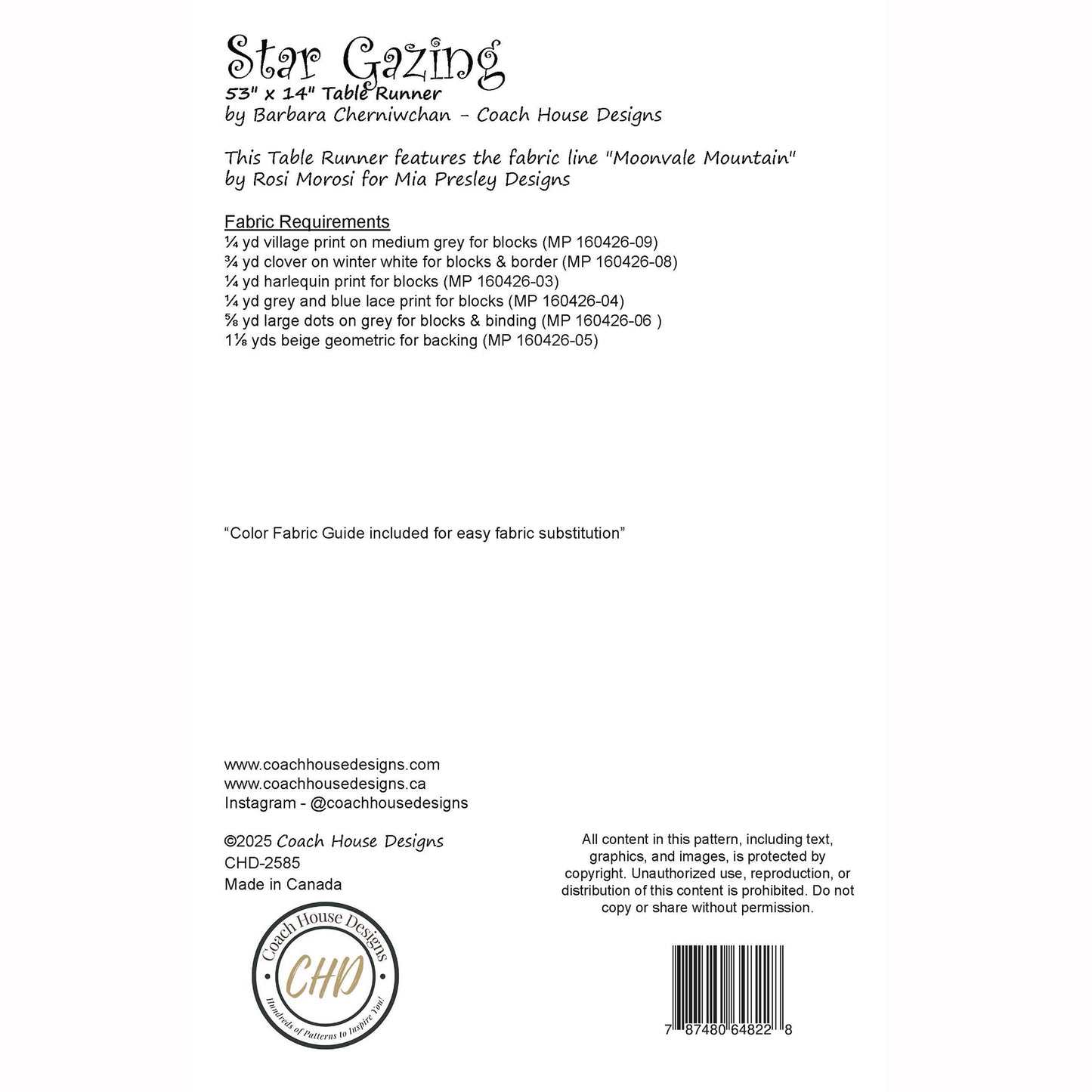 Star Gazing Downloadable PDF Table Runner Pattern