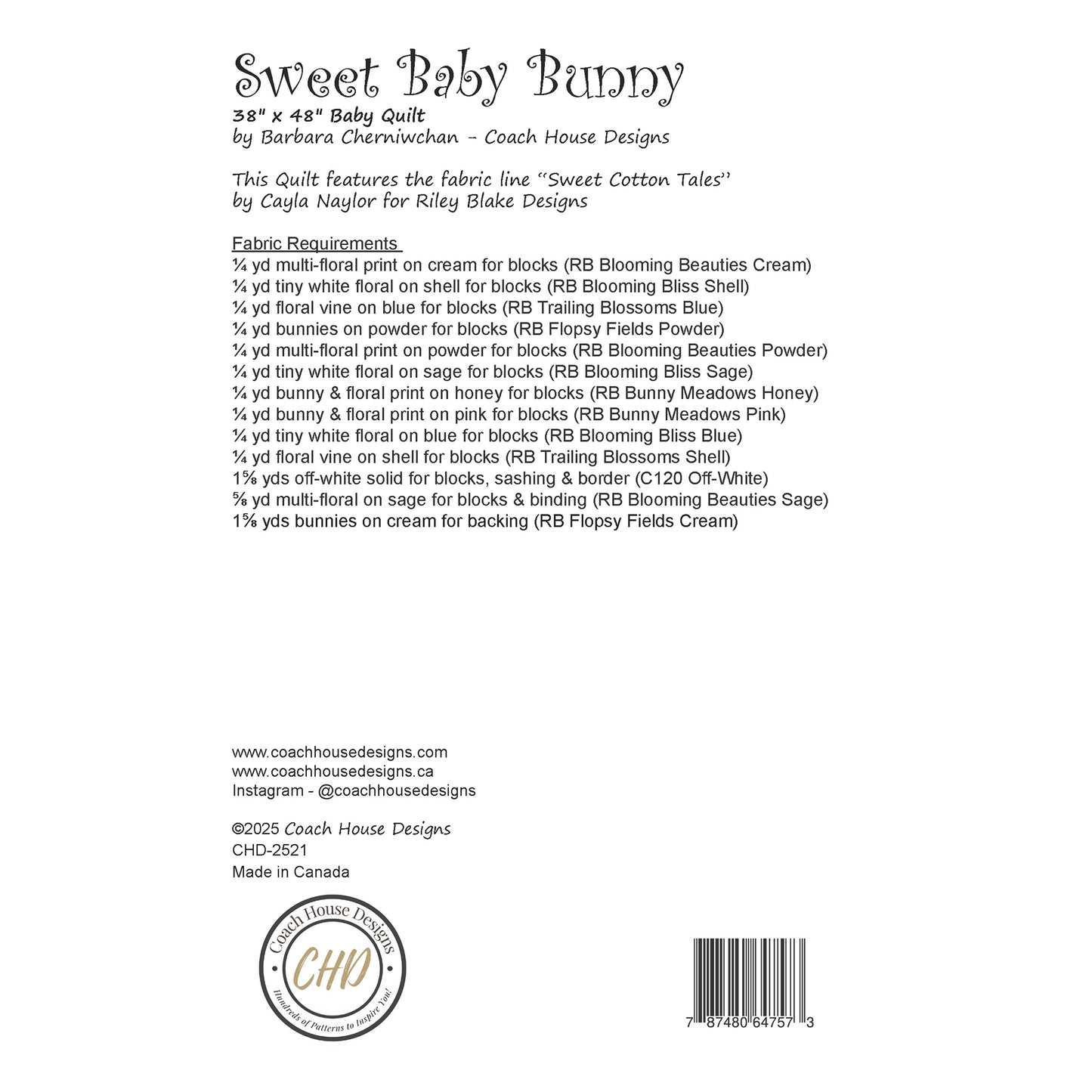 Sweet Baby Bunny Quilt Pattern (Pre-Order)