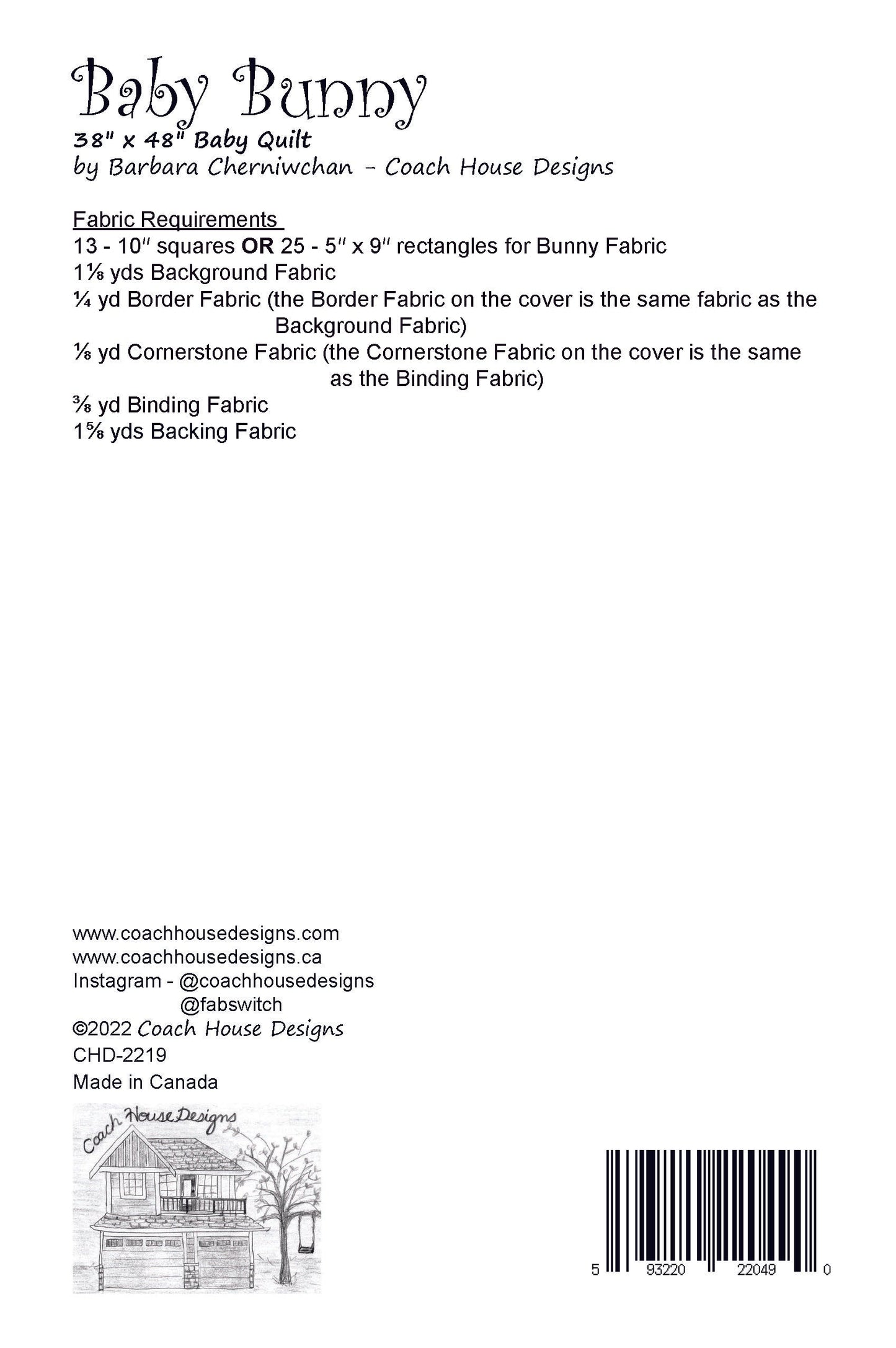 Baby Bunny Downloadable PDF Quilt Pattern