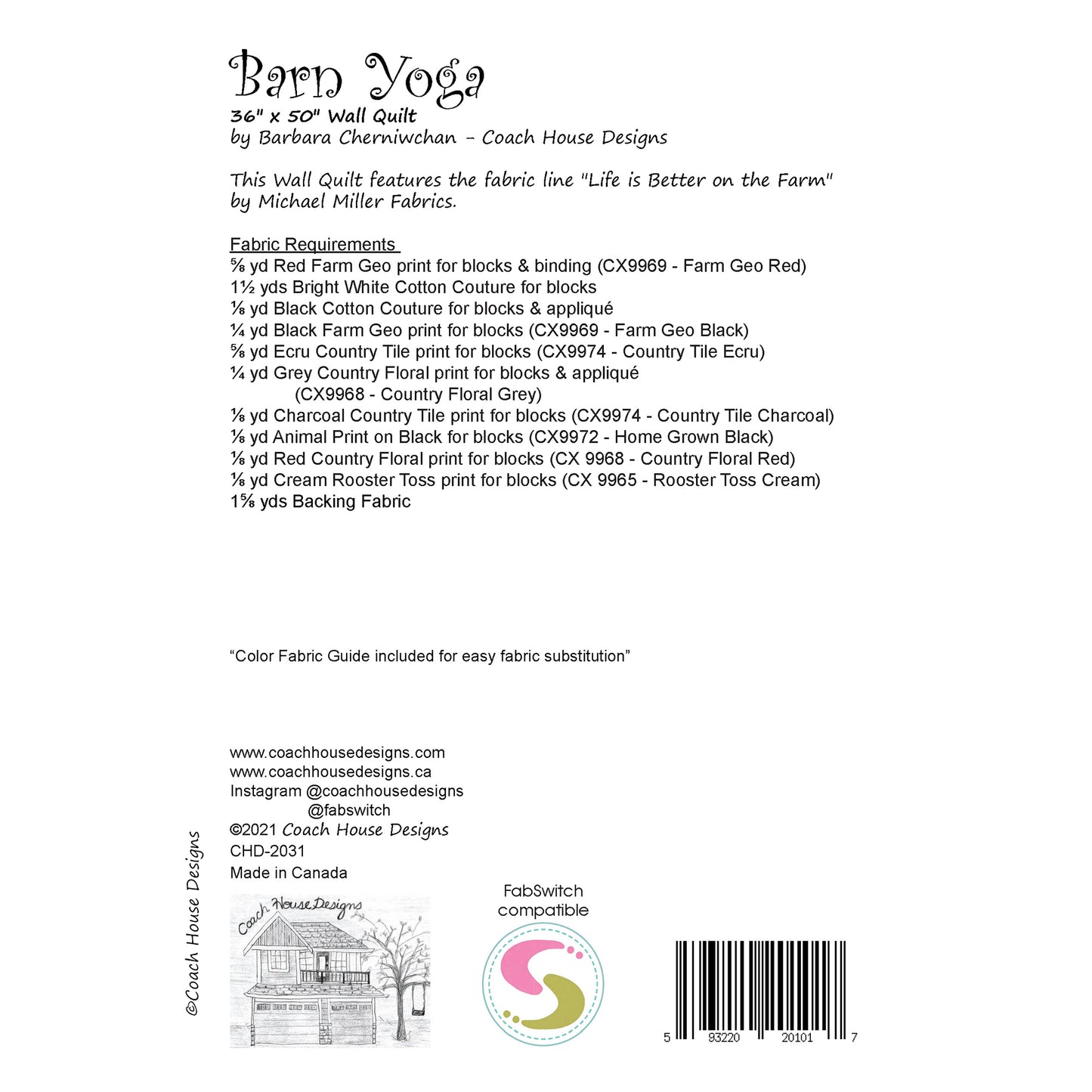 Barn Yoga Downloadable PDF Quilt Pattern