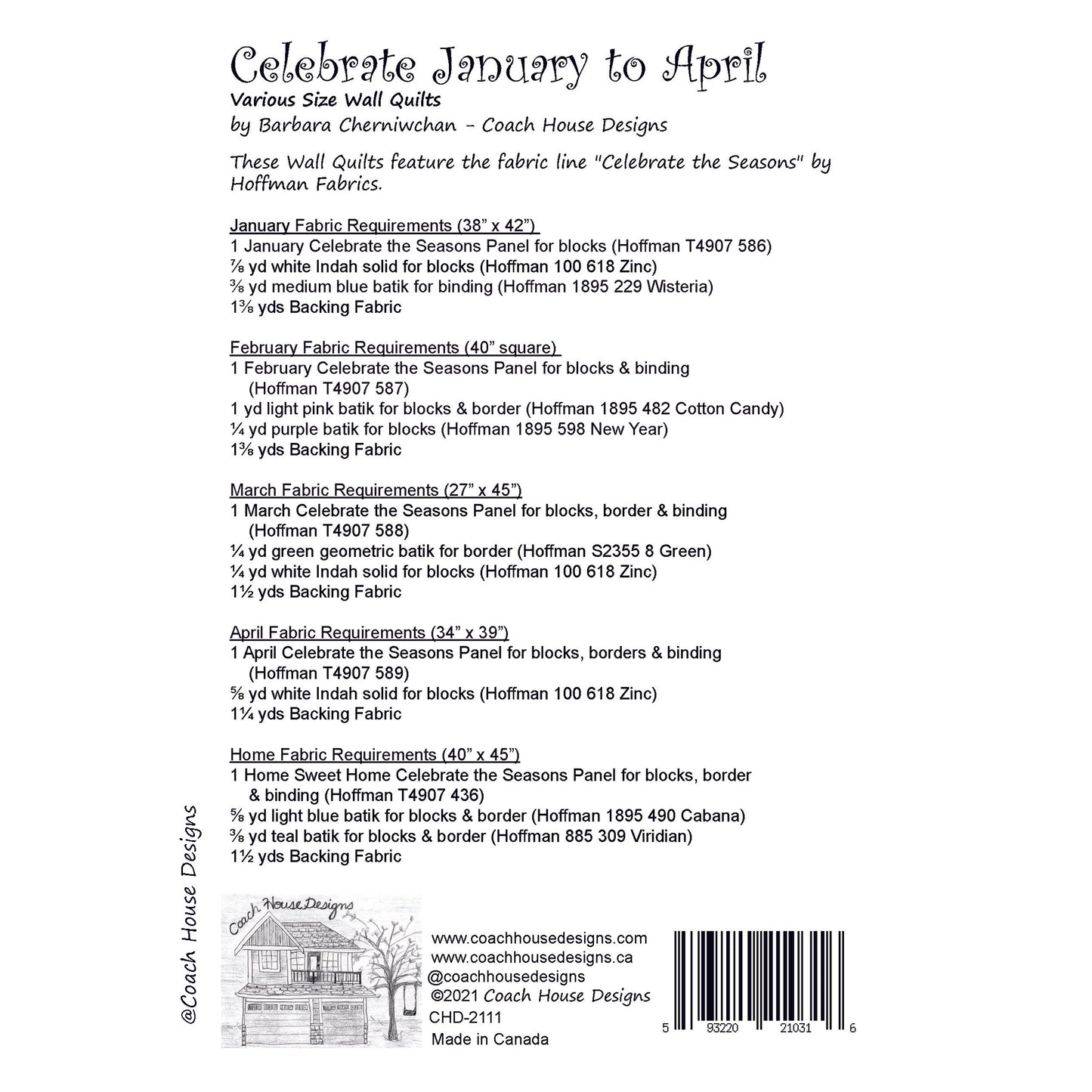 Celebrate January to April Downloadable PDF Quilt Pattern