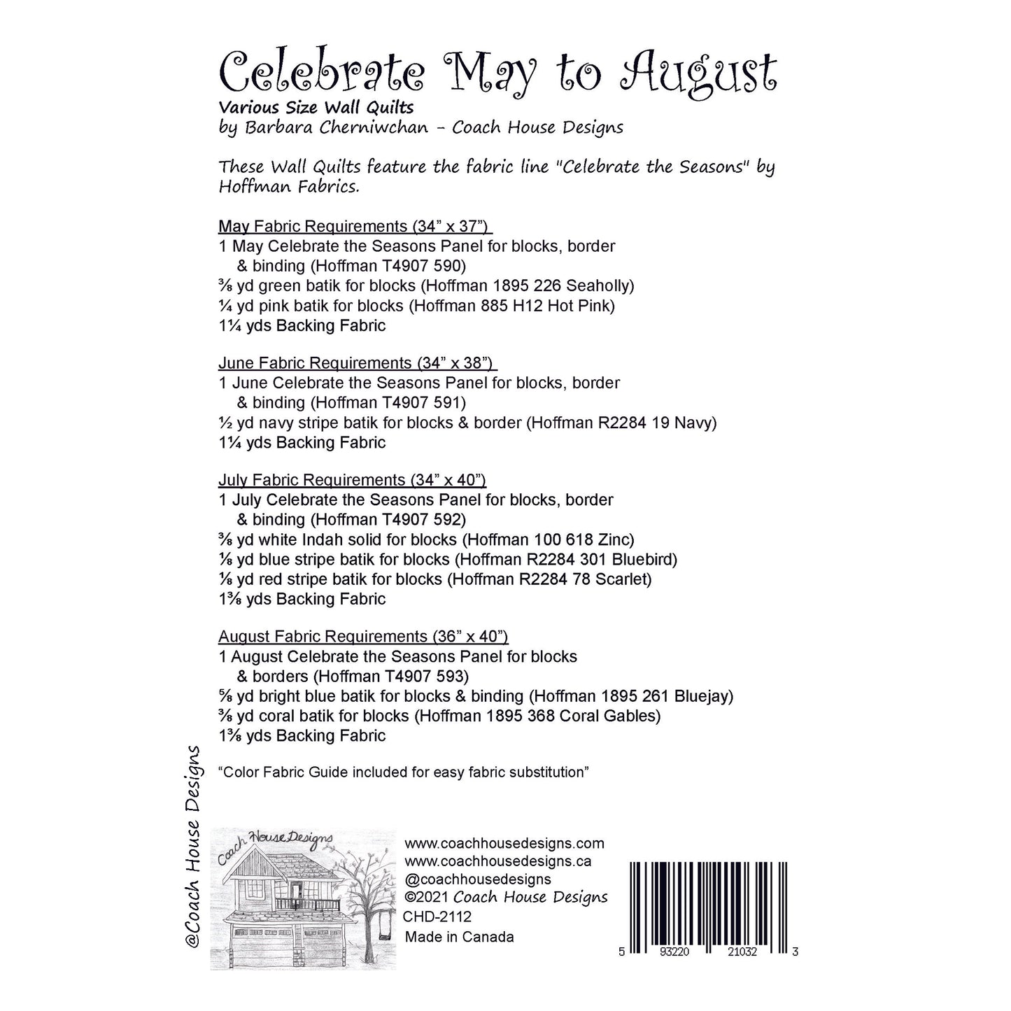 Celebrate May to August Downloadable PDF Quilt Pattern