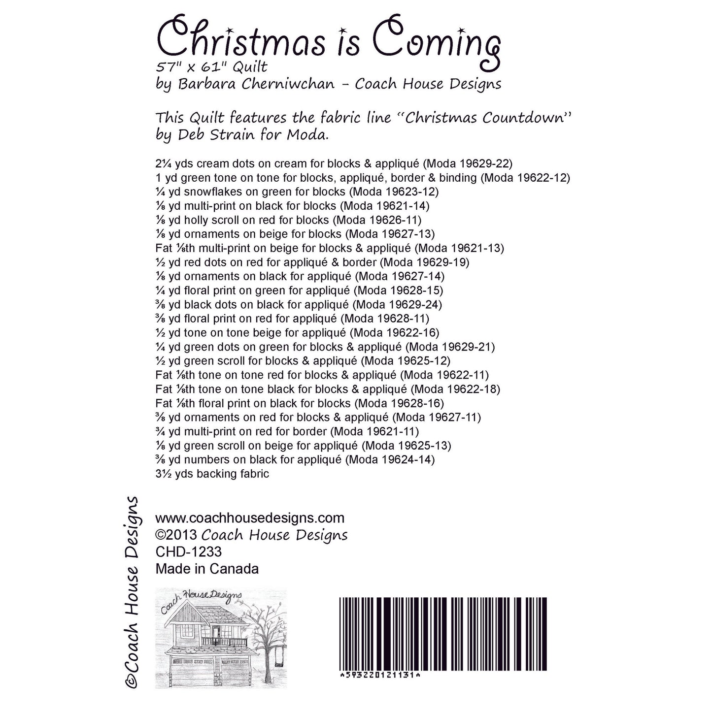 Christmas is Coming Downloadable PDF Quilt Pattern