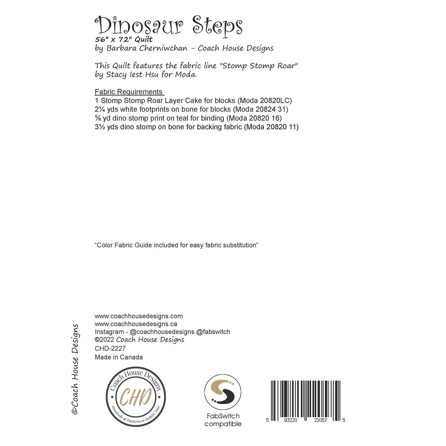 Dinosaur Steps Downloadable PDF Quilt Pattern