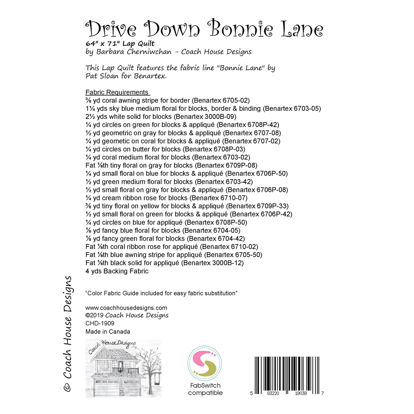 Drive Down Bonnie Lane Quilt Pattern