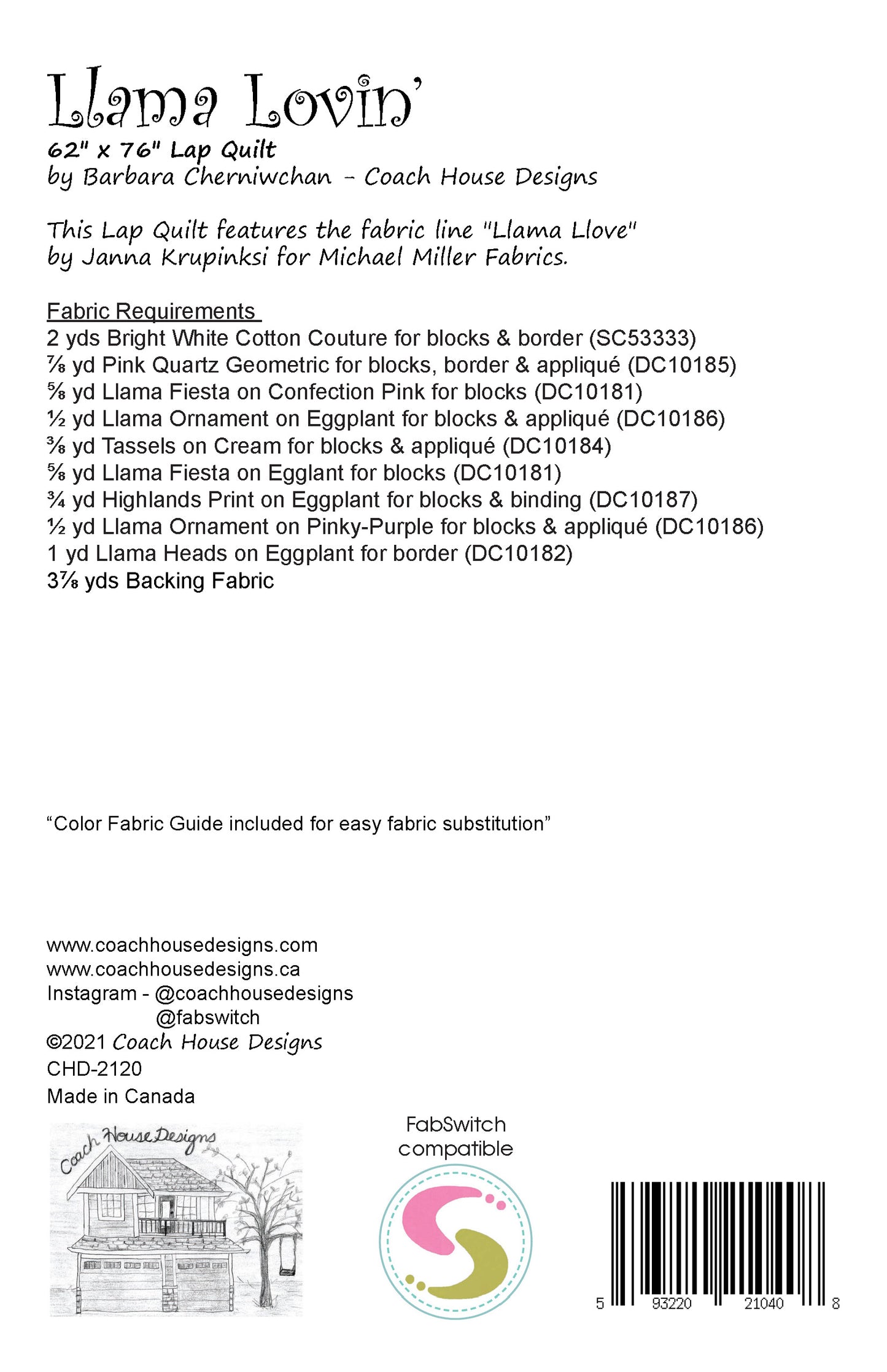 Llama Lovin' Downloadable PDF Quilt Pattern