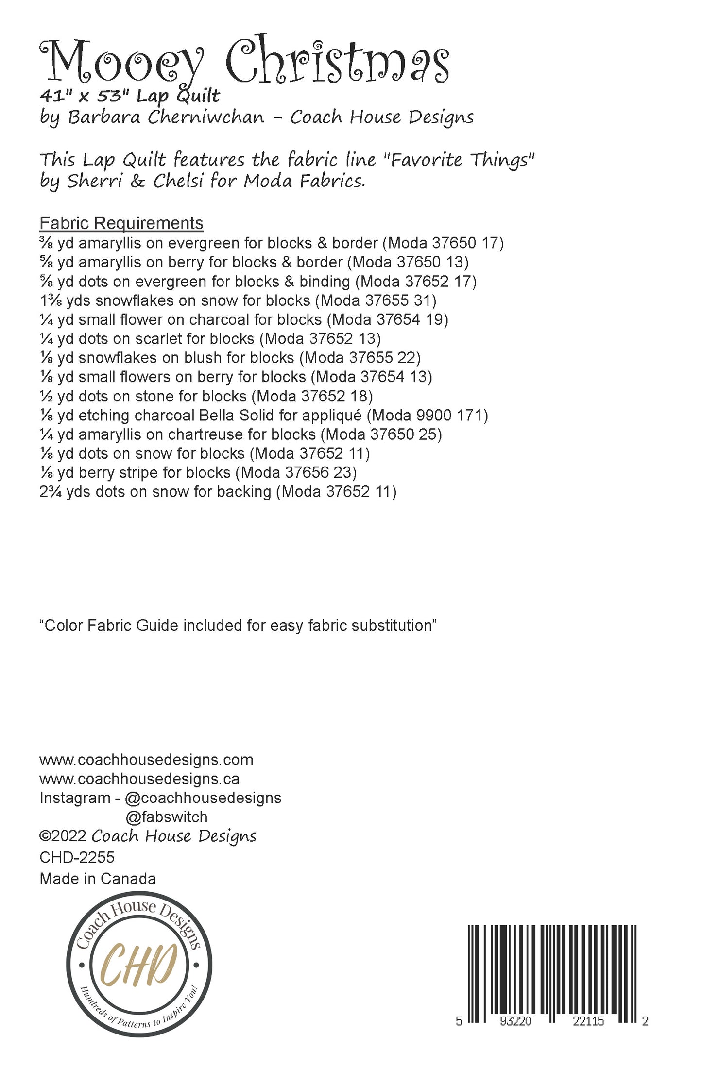 Mooey Christmas Quilt Pattern