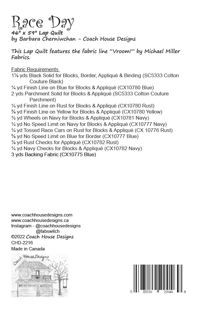 Race Day Downloadable PDF Quilt Pattern