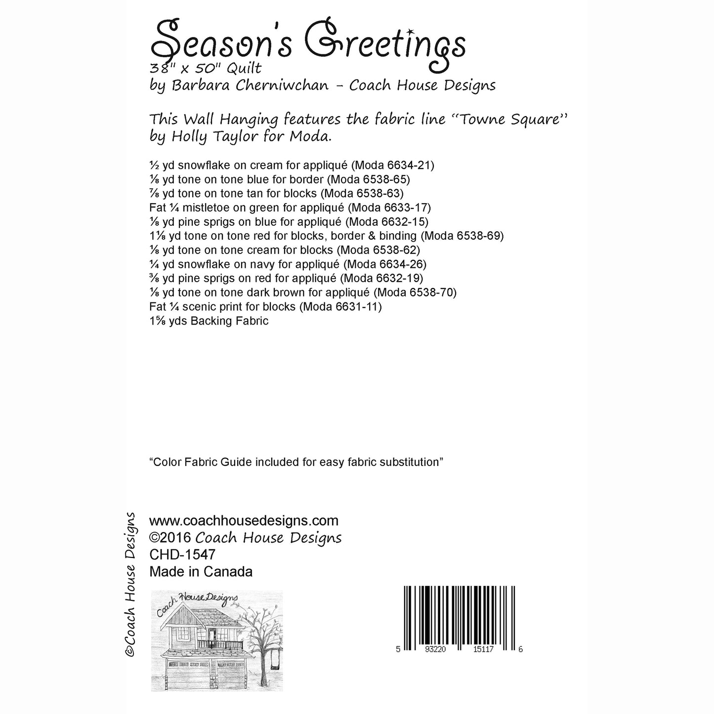 Season's Greetings Downloadable PDF Quilt Pattern