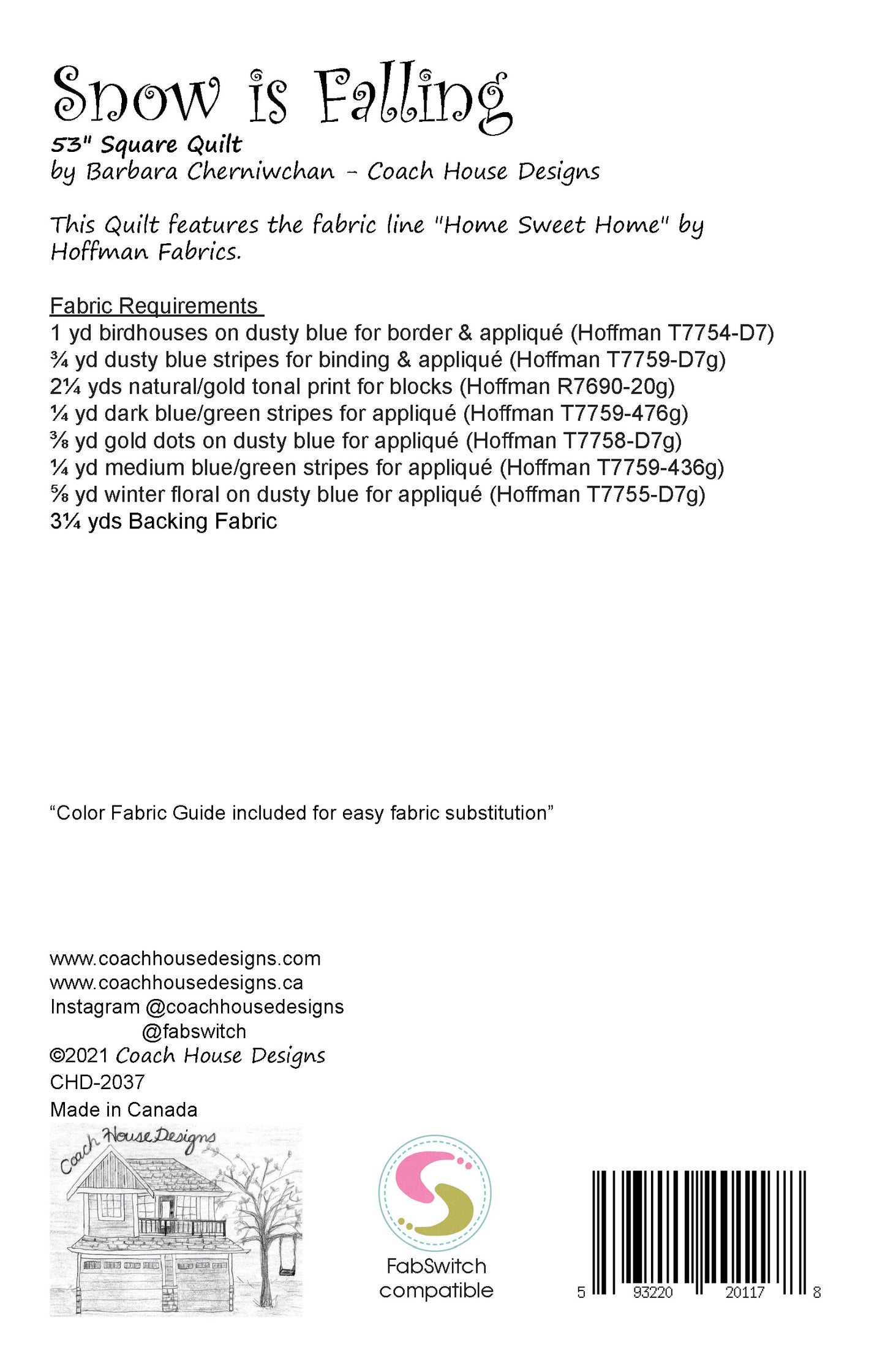 Snow is Falling Downloadable PDF Quilt Pattern