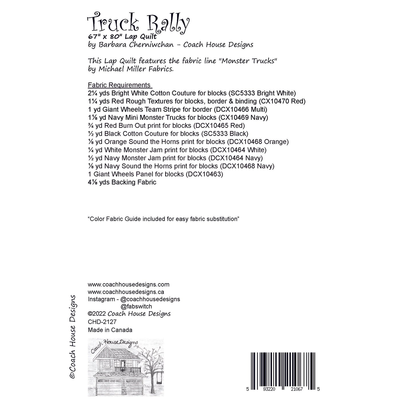 Truck Rally Downloadable PDF Quilt Pattern