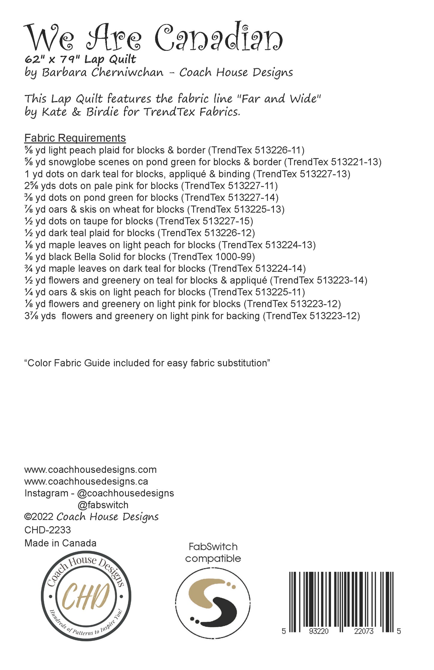 We Are Canadian Quilt Pattern