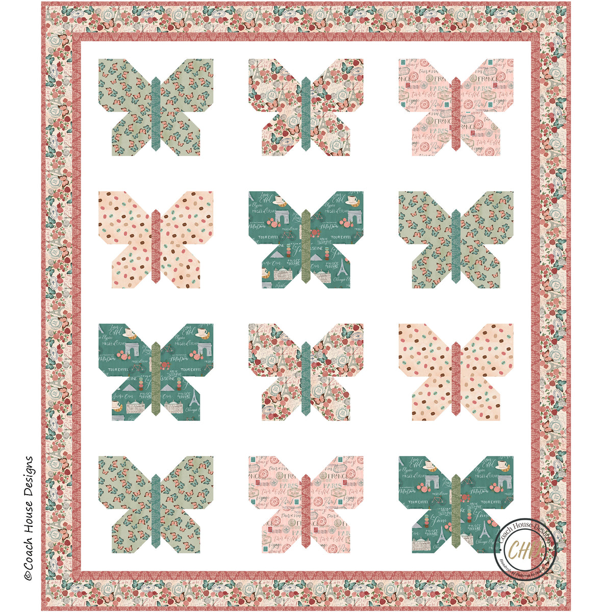 A Flutter in France Downloadable PDF Quilt Pattern – Coach House Designs US