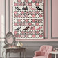 Lap quilt featuring appliqued high heel shoes and purses with a back ground of pieced blocks made from vintage style Barbie fabric.