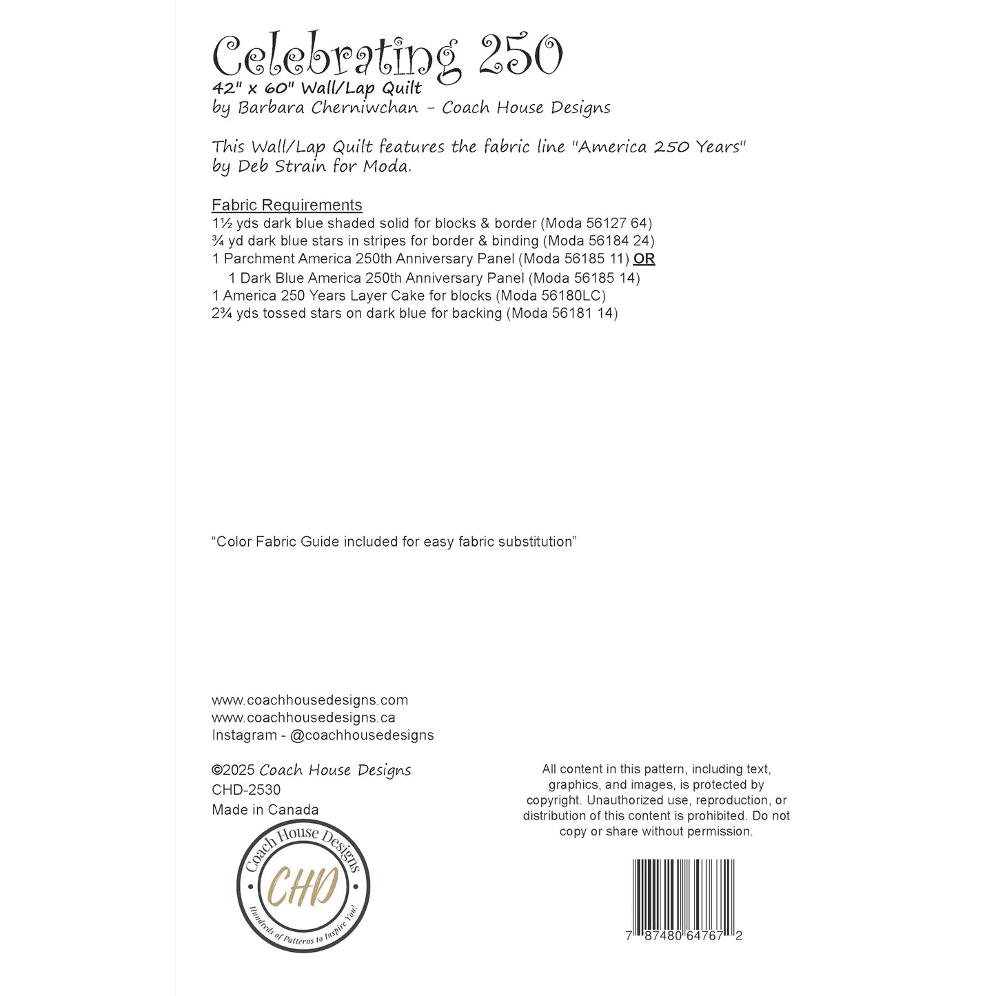 Celebrating 250 Downloadable PDF Quilt Pattern