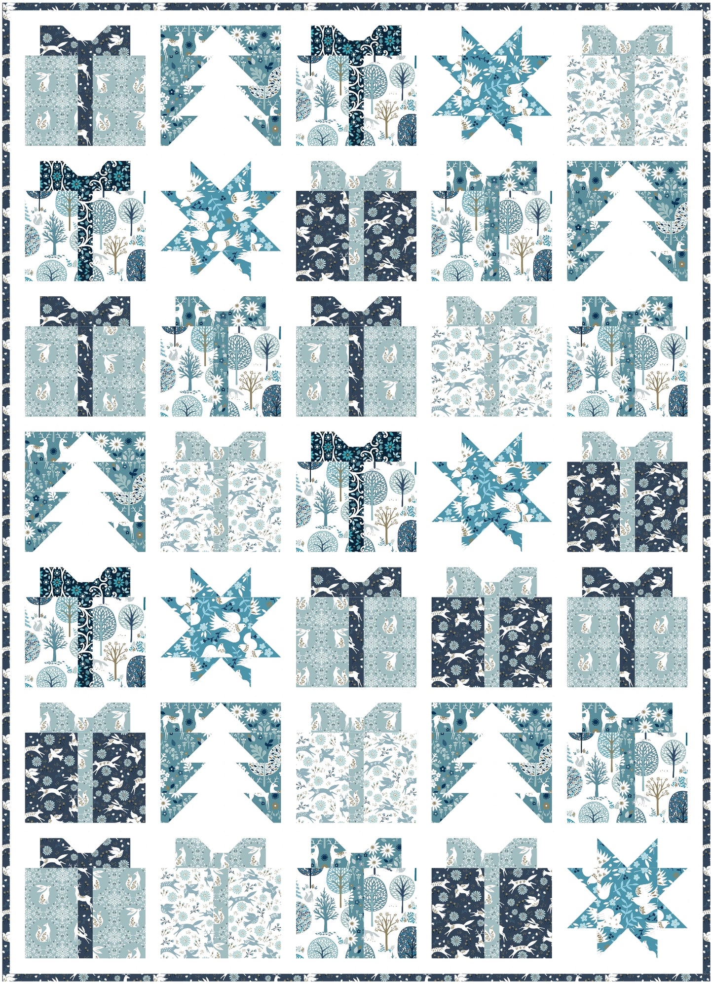 Cool Blue Christmas Downloadable PDF Quilt Pattern (Pre-Order)