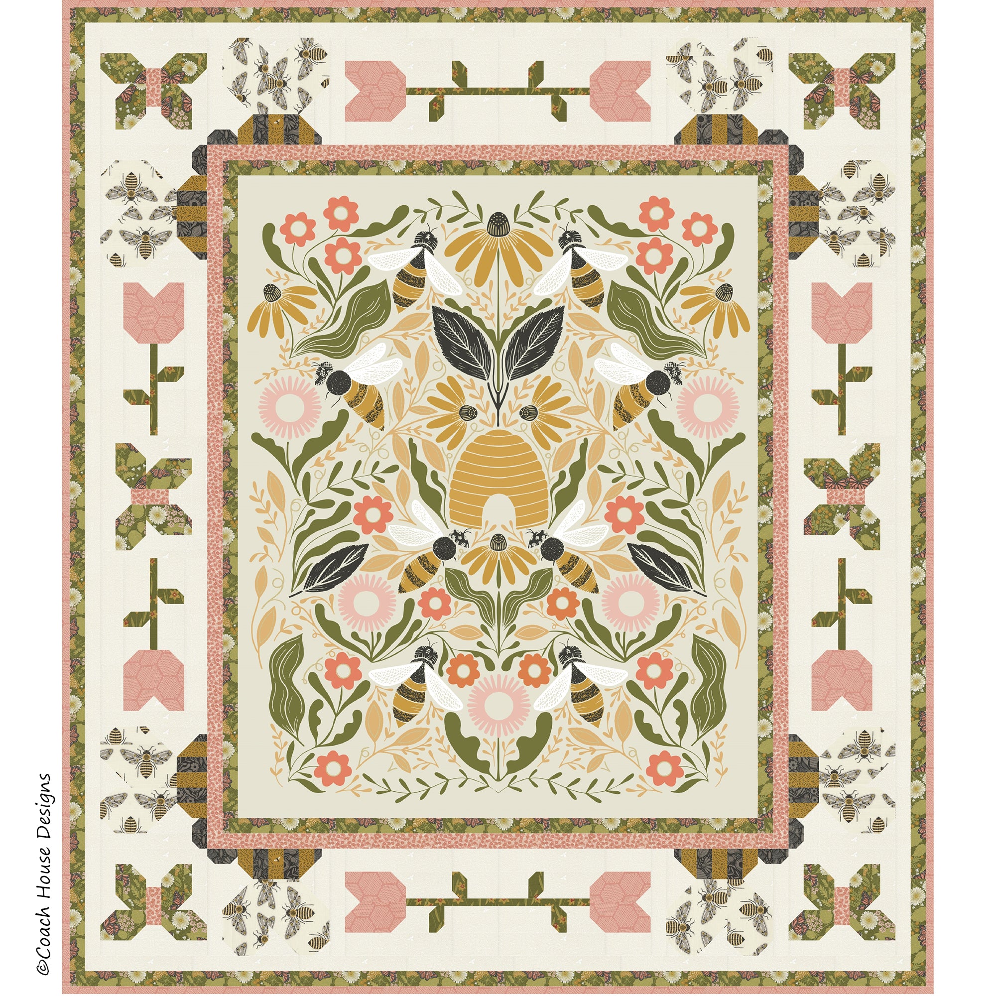 Dance of the Bees Downloadable PDF Quilt Pattern - Coach House Designs US