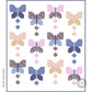Digital image of a lap quilt pattern that has large butterflies in pastel colours on a white background.