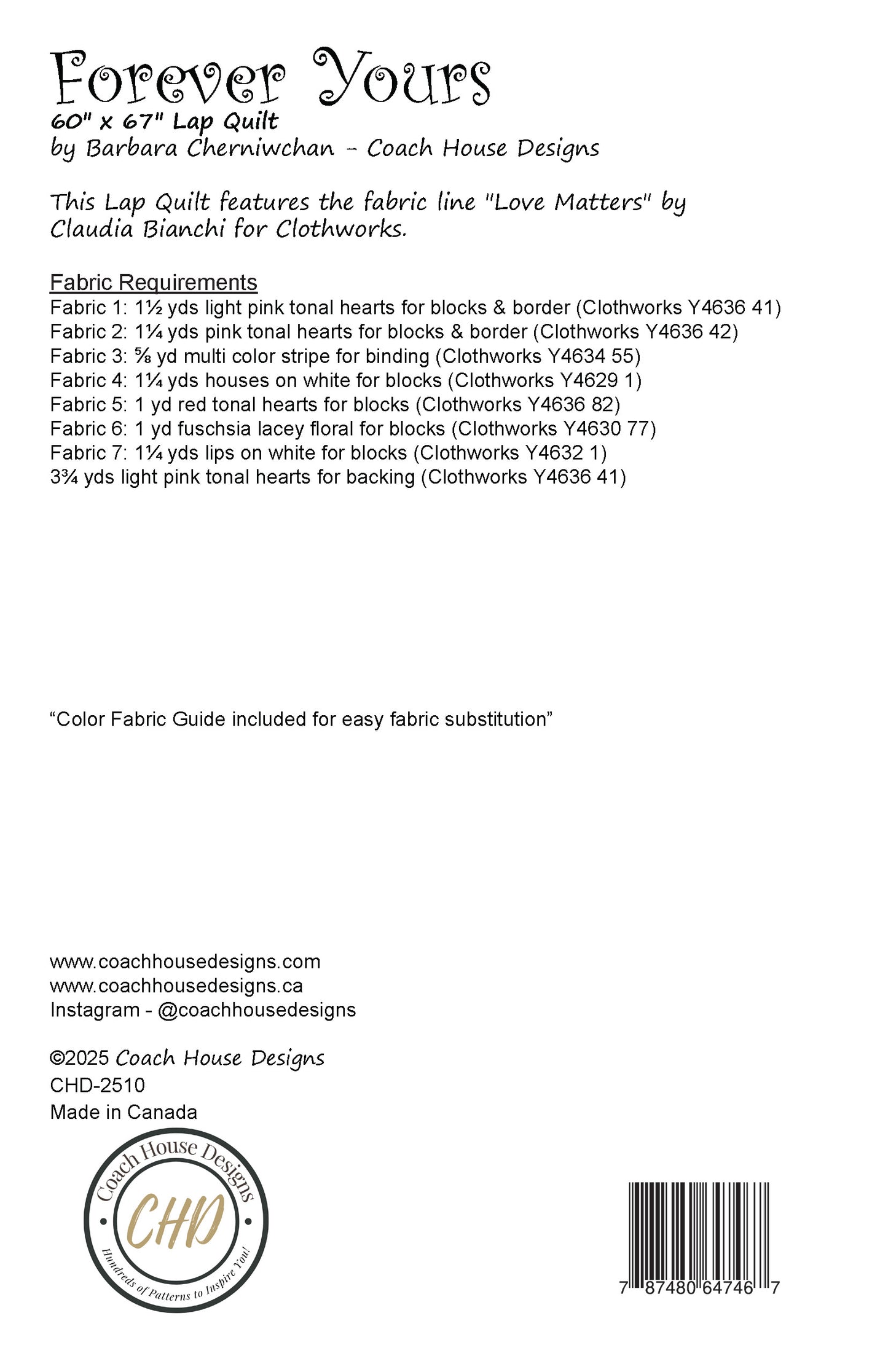 Forever Yours Quilt Pattern (PreOrder) Coach House Designs US