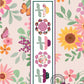 Table runner quilt pattern featuring bold floral shapes in floral fabric on a white background, titled 'GiGi's Table' by 'Coach House Designs'.