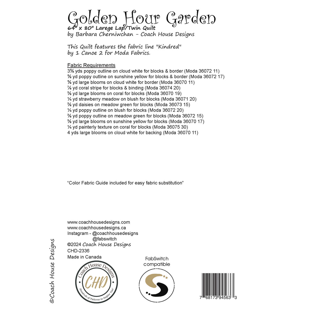 Golden Hour Garden Quilt Pattern – Coach House Designs US