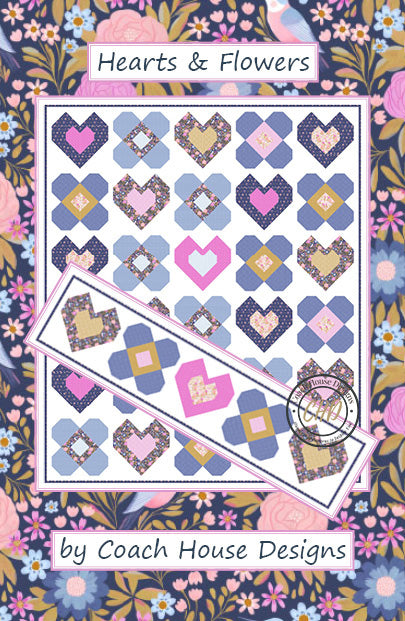 Hearts & Flowers Lap Quilt and Table Runner Downloadable PDF Pattern