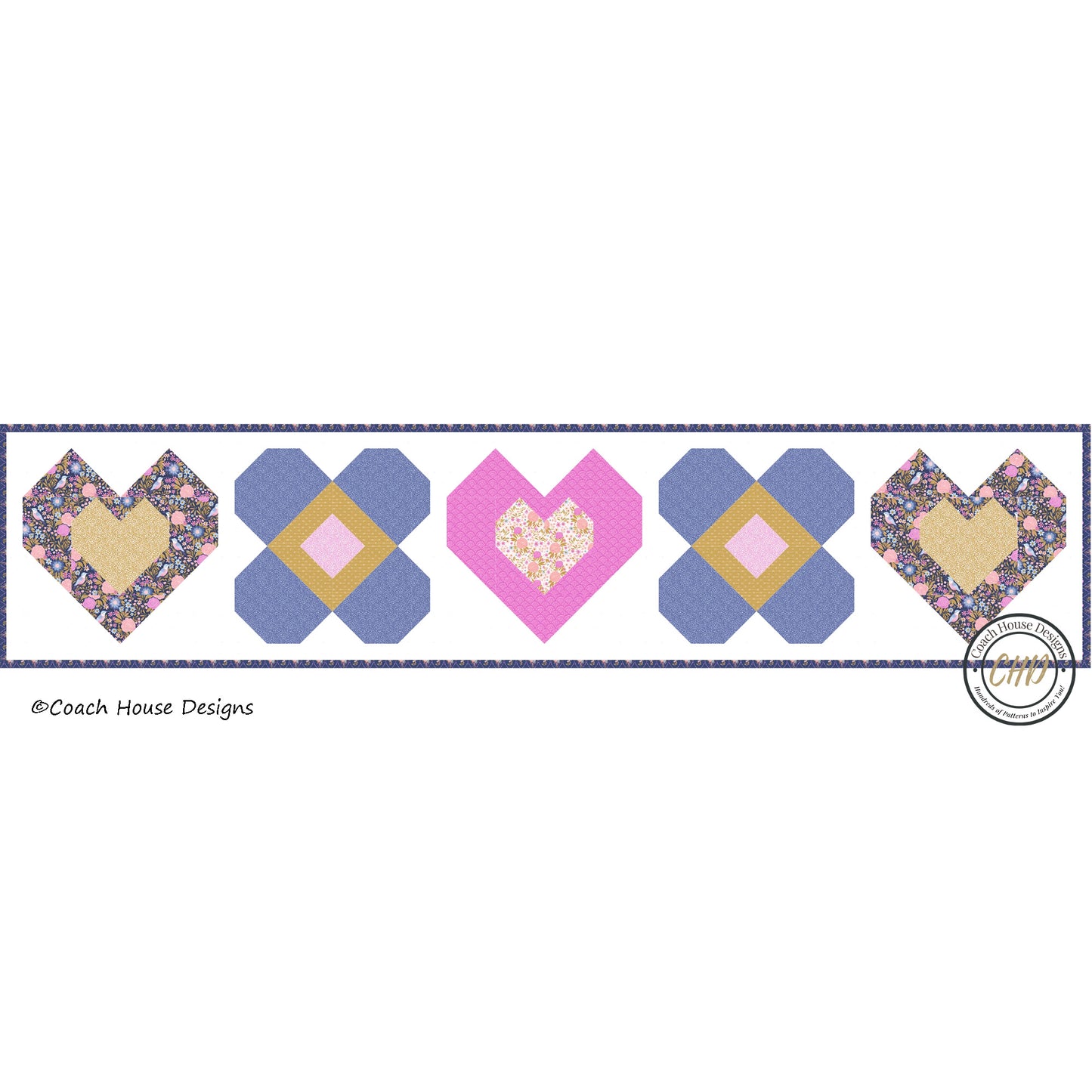 Hearts & Flowers Lap Quilt and Table Runner Downloadable PDF Pattern
