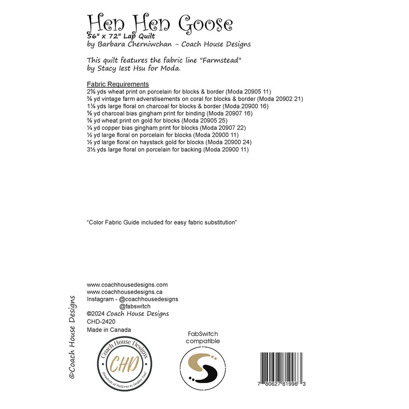 Hen Hen Goose Quilt Pattern (Pre-Order)