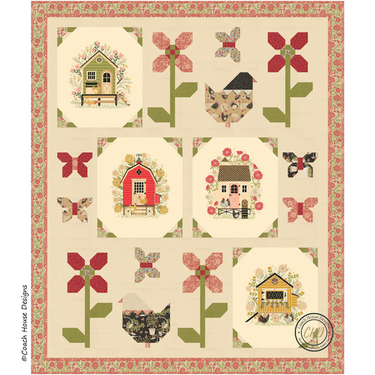 Hens on Holiday Downloadable PDF Quilt Pattern