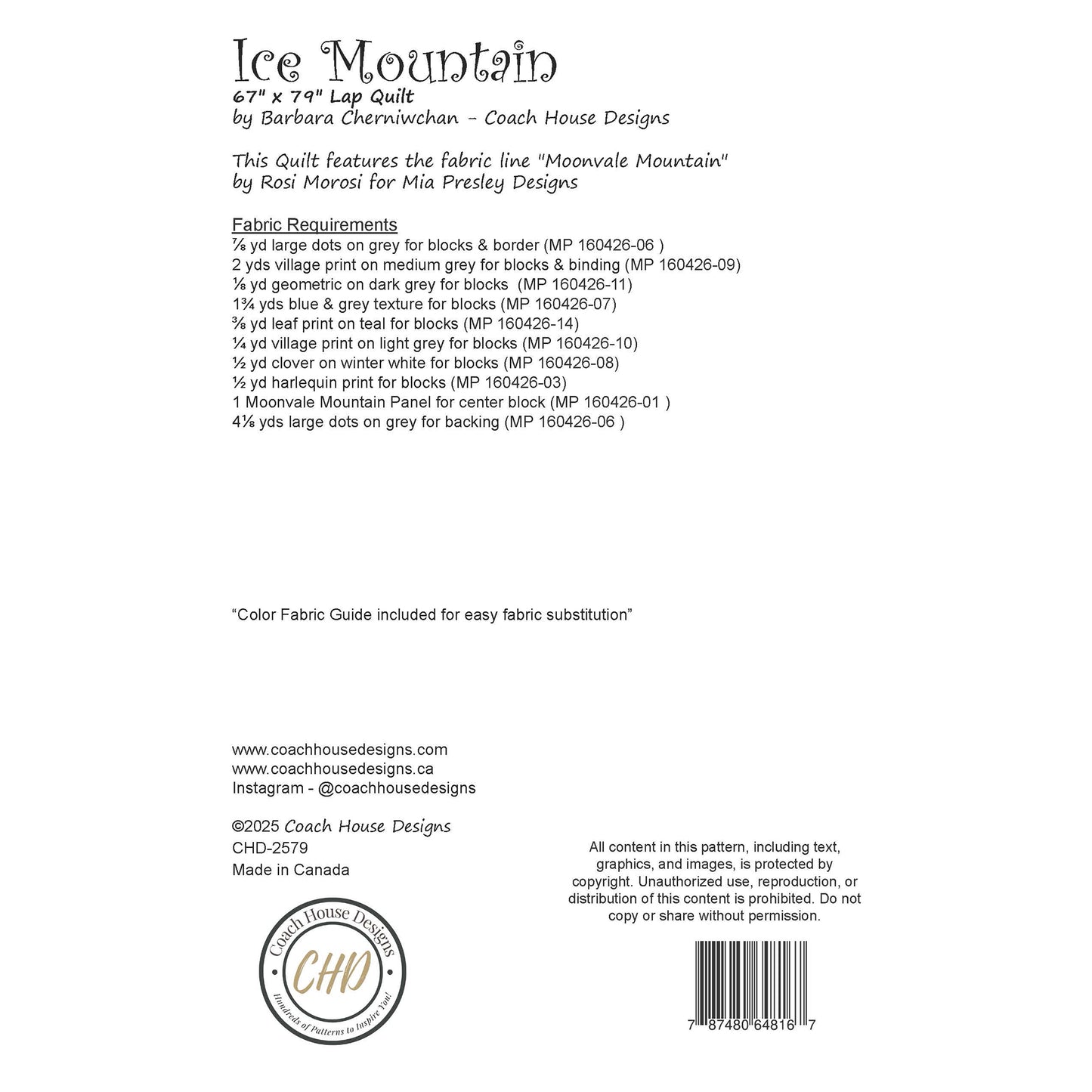 Ice Mountain Quilt Pattern