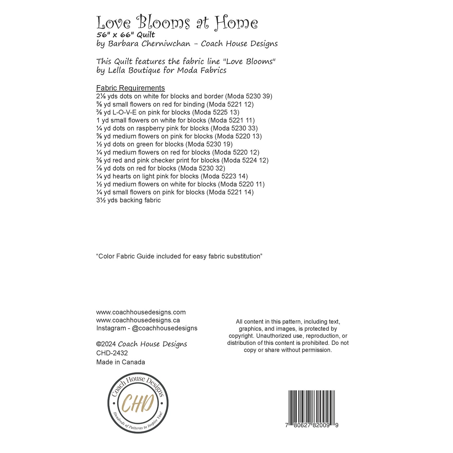 Love Blooms at Home Downloadable PDF Quilt Pattern
