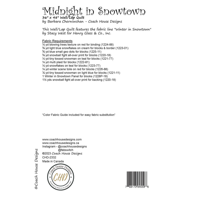 Midnight in Snowtown Digital Downloadable PDF Quilt Pattern