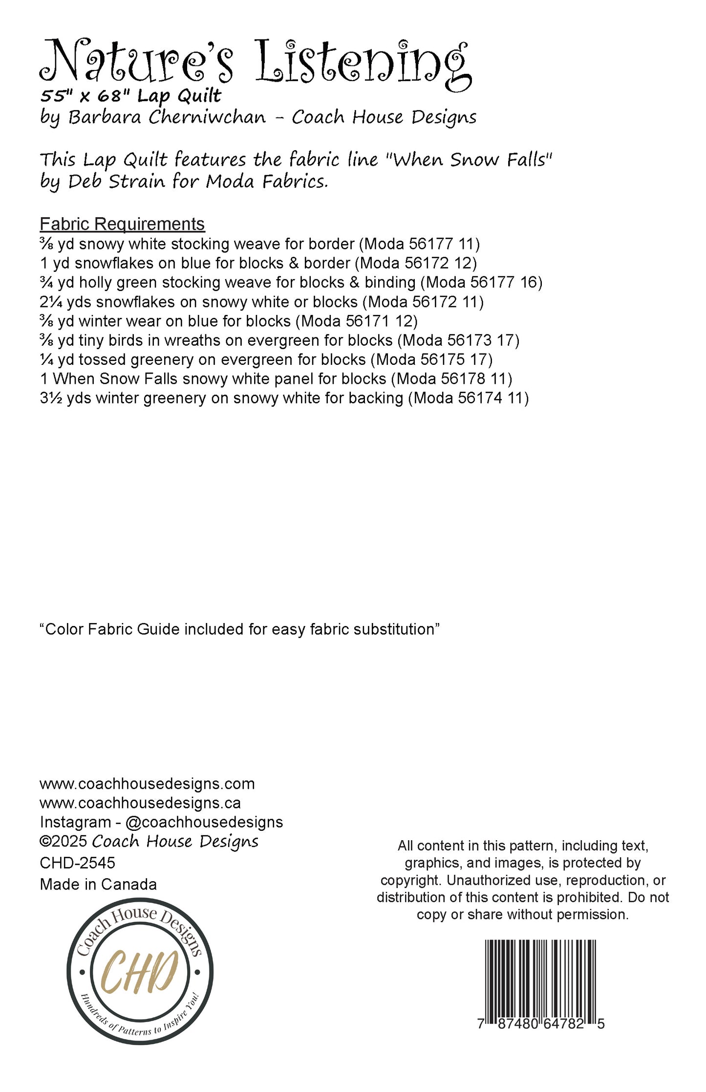 Nature's Listening Downloadable PDF Quilt Pattern (Pre-Order)