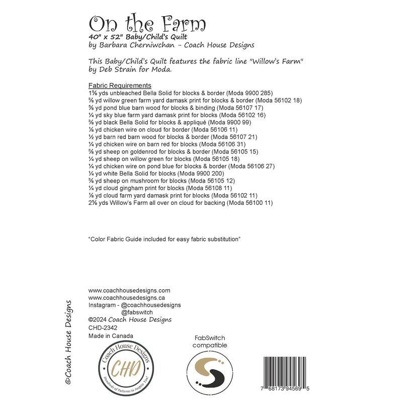 On the Farm Quilt Pattern – Coach House Designs US