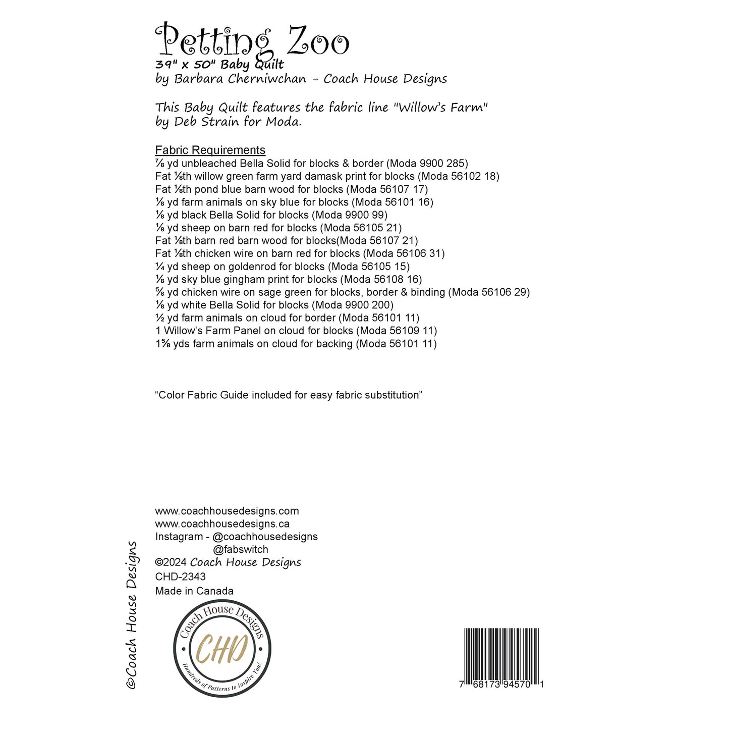 Petting Zoo Downloadable PDF Quilt Pattern