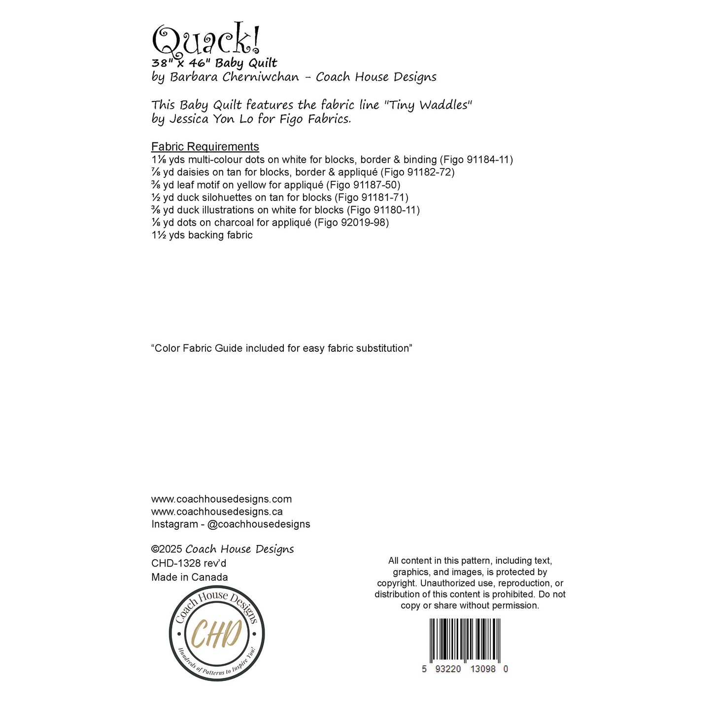 Quack! Downloadable PDF Quilt Pattern